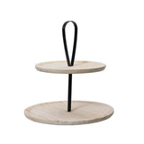 Centro De Mesa Redondo De Madera, Con Dos Repisas. Ø37x32,5cm. Basics