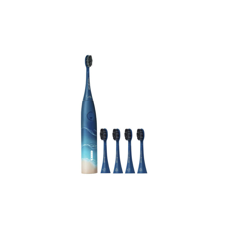 Cepillo De Dientes  Happybrush Eco Vibe 3 Kit De Inicio Ocean + 4 Recambios,Eléctrico Azul/Beige Hbv3o4rw