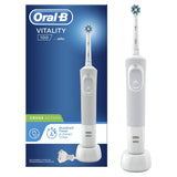 Cepillo Dental Braun Oral-B Vitality D100 Crossaction White  Filamentos Inclinados A 16º Limpieza 2d Oscila Y Rota Temporizador En El Mango