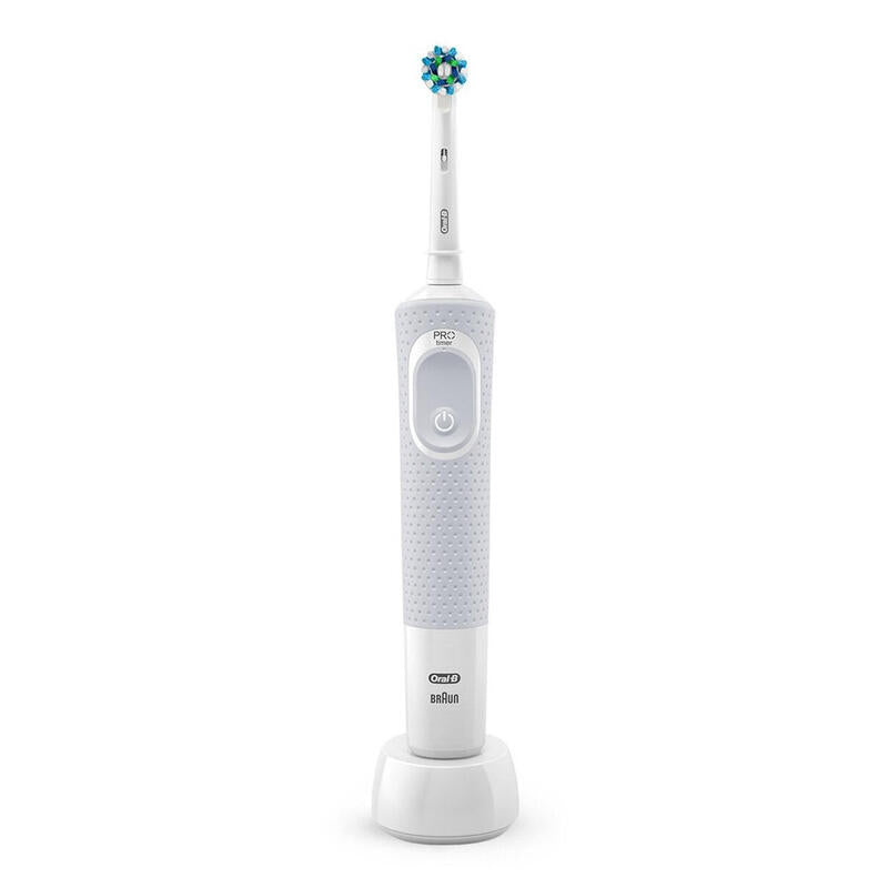Cepillo Dental Braun Oral-B Vitality D100 Crossaction White  Filamentos Inclinados A 16º Limpieza 2d Oscila Y Rota Temporizador En El Mango