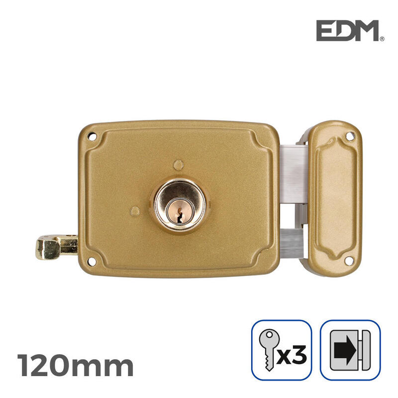 Cerradura Derecha 120mm 3 Llaves Incluidas Edm