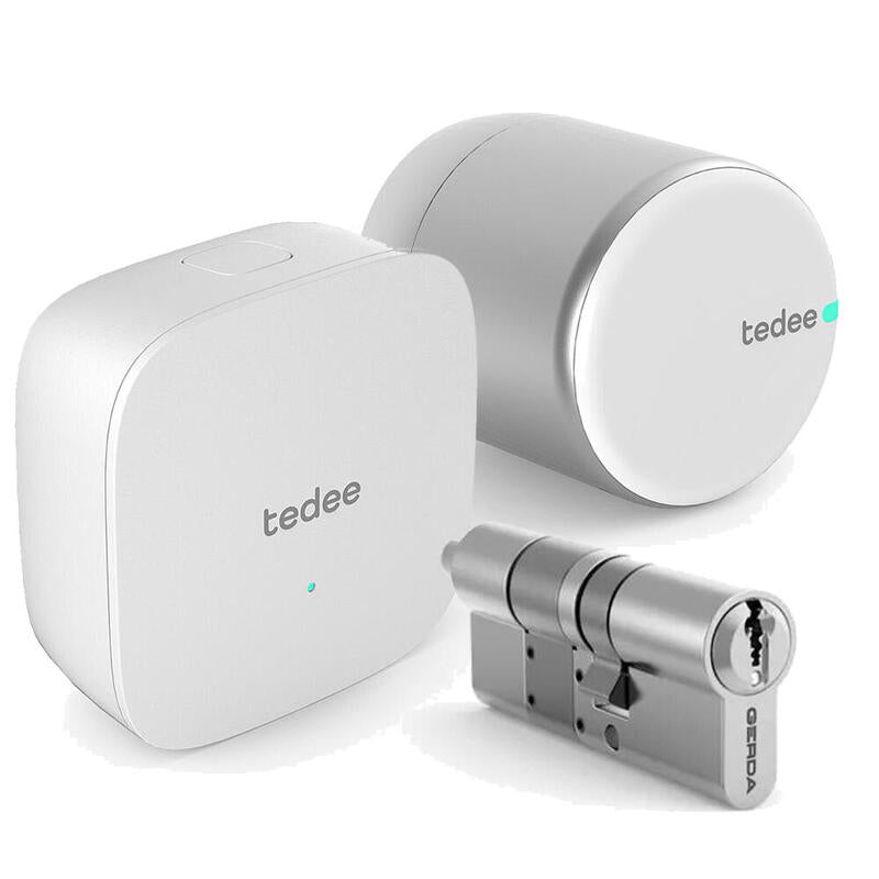 Cerradura Inteligente Tedee Pro Black + Cilindro Bombillo Gerda Doble Embrague + Brigde Wi-Fi
