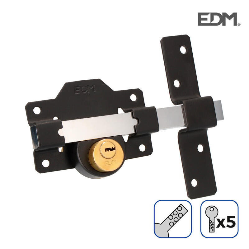 Cerrojo De Seguridad Color Negro Incluye 5 Llaves De Seguridad Edm