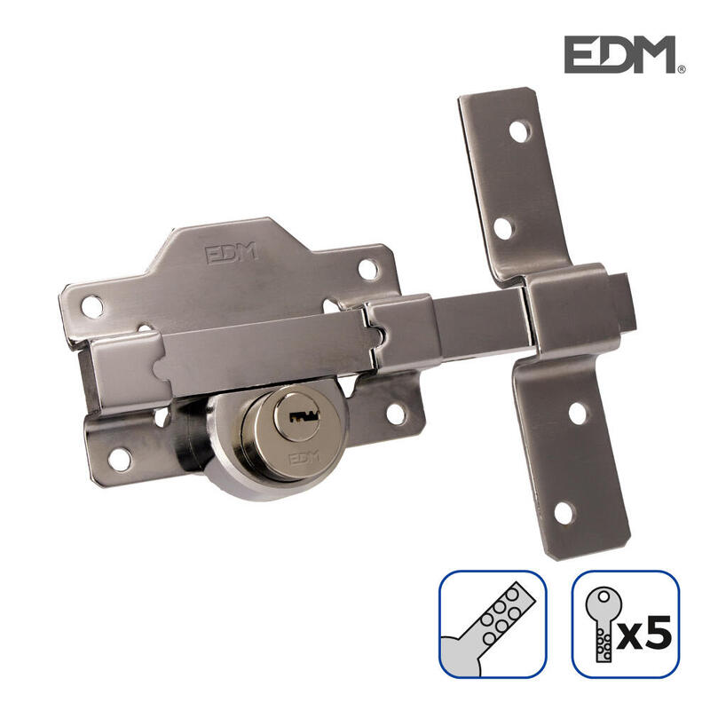 Cerrojo De Seguridad Color Níquel Incluye 5 Llaves De Seguridad Edm