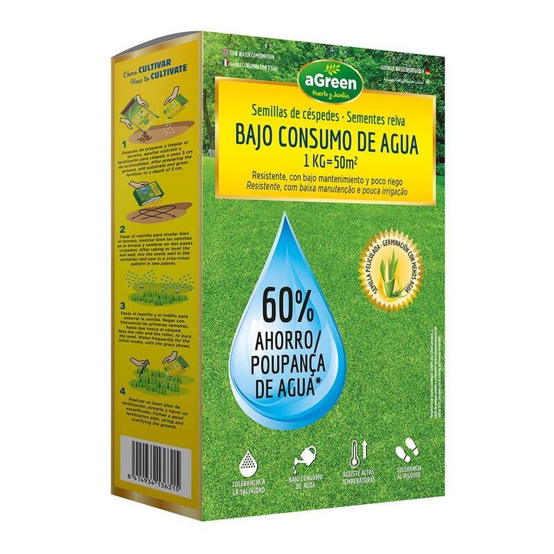 Césped Bajo Consumo De Agua 1 Kg = 50 M2 60% Ahorro De Agua