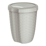 Cesto Con Tapa Color Crema Imitación Mimbre / Rattan 8 L, Ø23 X 29 Cm