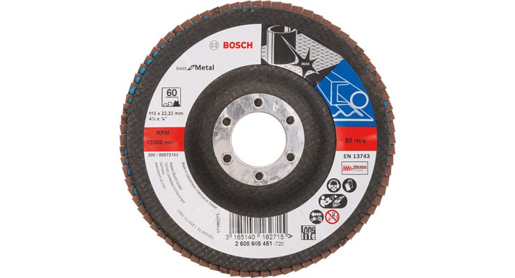 Disco De Láminas De Bosch X571 Best For Metal, Ø 125 Mm, K40 (Diámetro Interior 22,23 Mm, Recto)