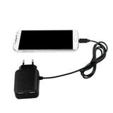 Usb-A Charger, 10.5 W, 3-Port, 2x Usb-A, 1x Micro-Usb Cable, Negro