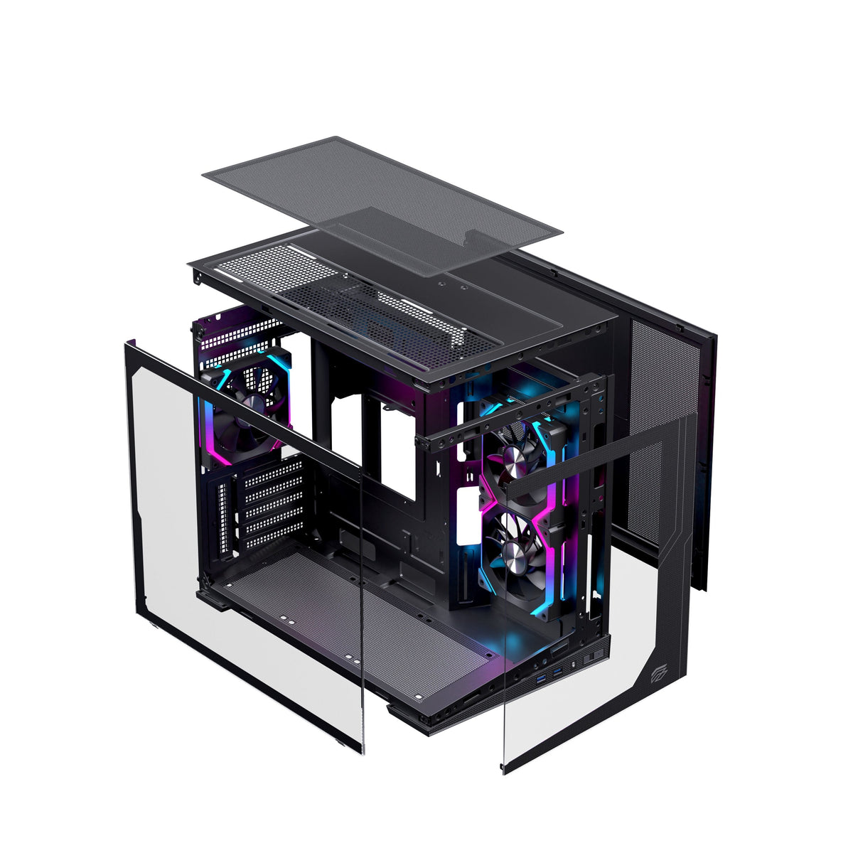 Caja Pc Micro-Atx Semitorre Einarex Sm300 Rgb C-Templado Negra Excs-Sm-300r-B