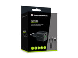 Conceptronic Cargador 2port 33w,1xusb-C,1xusb-A +3-In-1 Sw