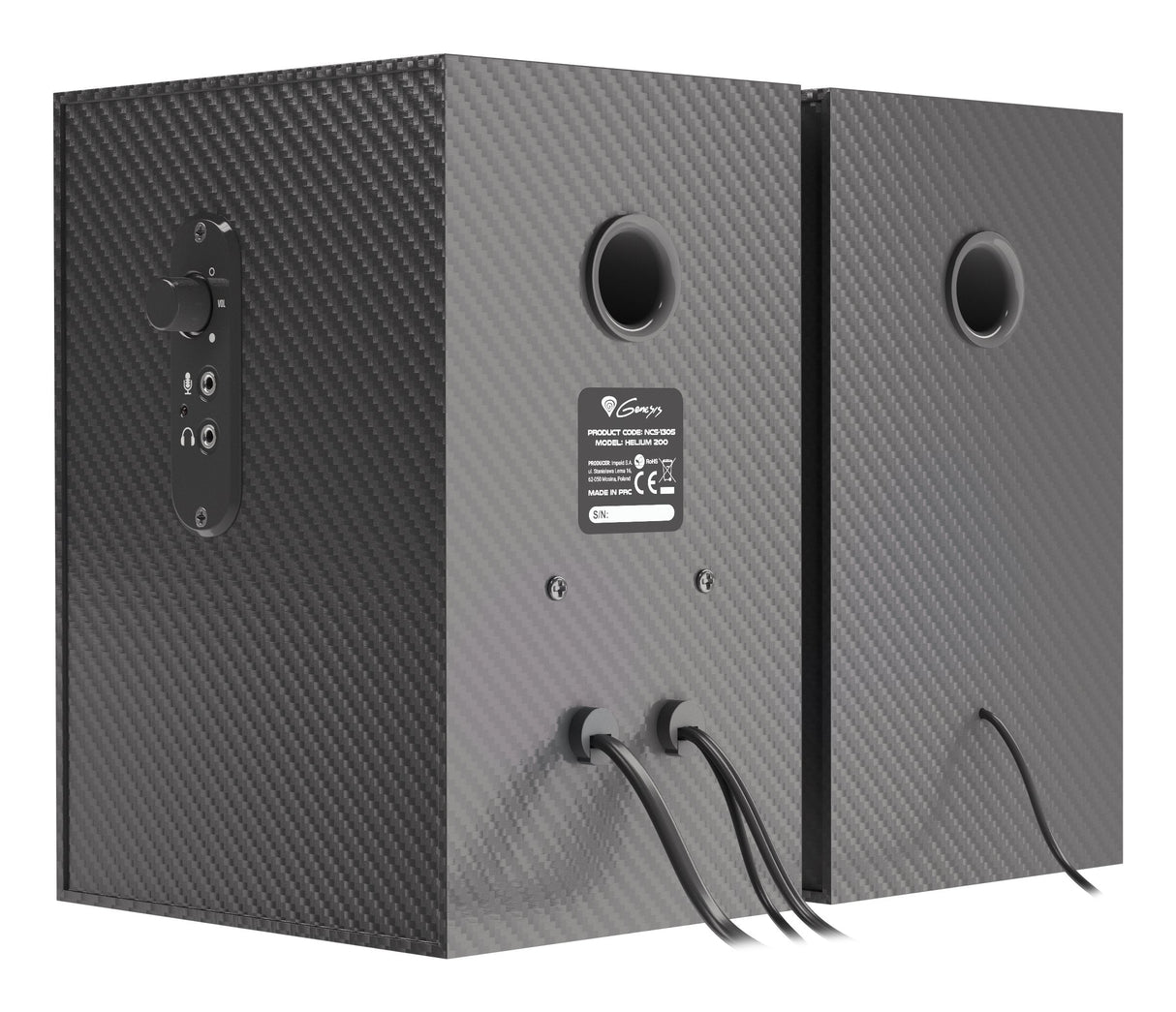 Natec Altavoces 2.0 Genesis Helium 200 10 W Negro, Rojo Alámbrico