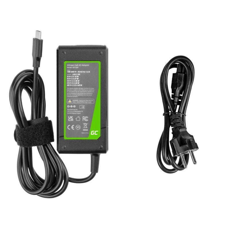 Cargador / Adaptador Ac / Fuente De Alimentación Green Cell Usb-C 45w Para Portátiles, Tablets Y Teléfonos