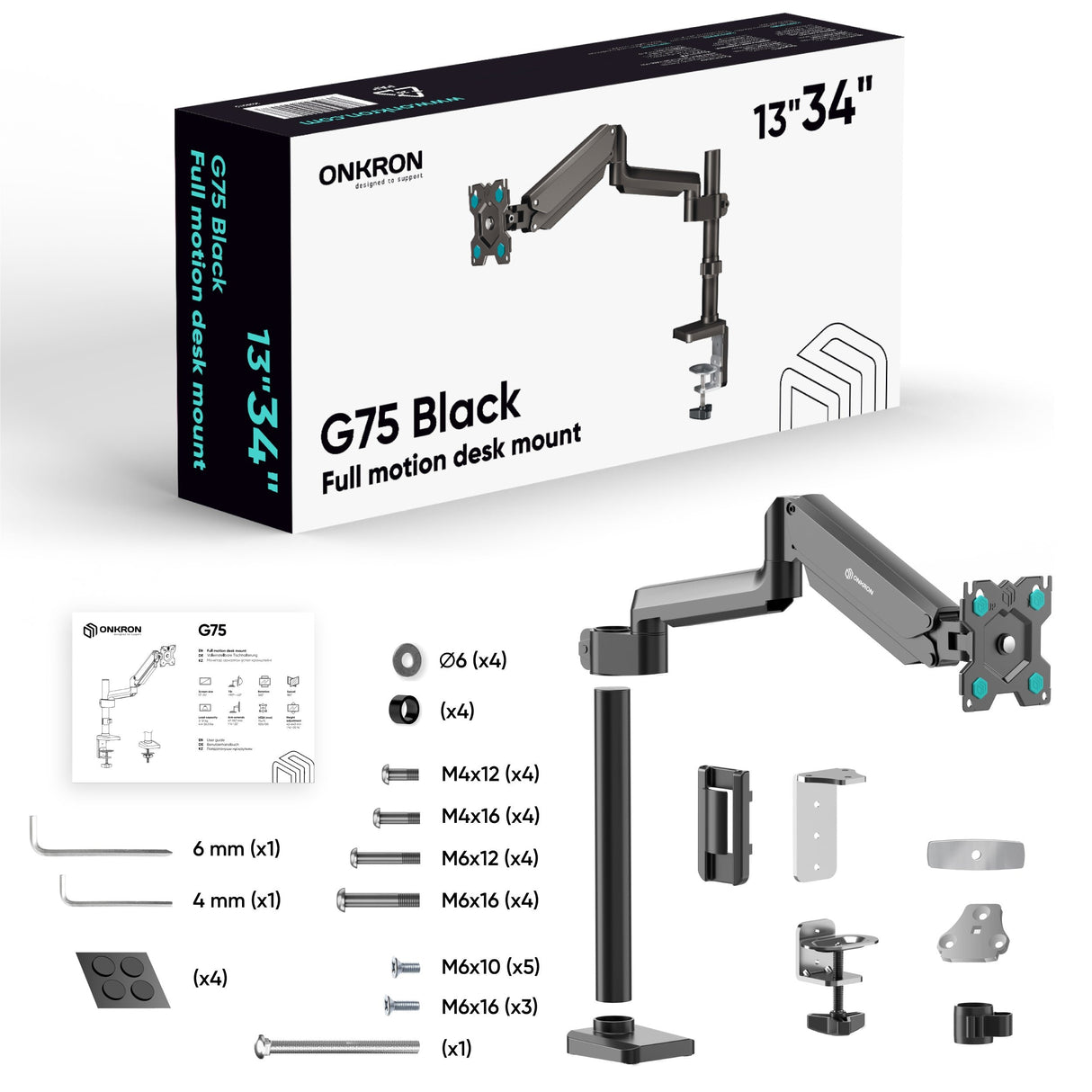 EAN 4262392440208 - ONKRON G75 86,4 cm (34") Escritorio Negro imagen 4