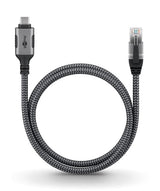 Goobay Ethernet Cable Usb-C 3.2 Gen2 Plugs> Rj-45 Enchufes, Adaptador Lan Negro/Plateado, 15 Metros, Capa Textil Trenzada 70755