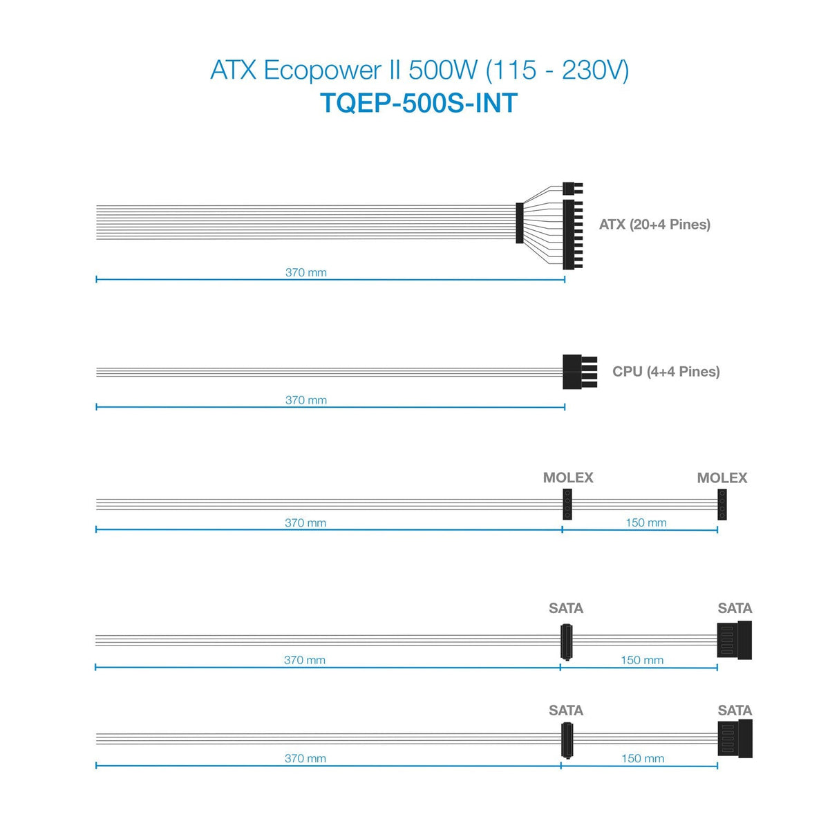 EAN 8433281007277 - TooQ TQEP-500S-INT unidad de fuente de alimentación 500 W 24-pin ATX ATX Plata imagen 7
