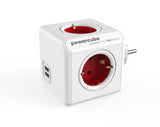 Regleta Powercube Socket Rojo 4 Salidas 2 Usb