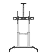 Manhattan 462563 Tv-Wagen 60-100" 80kg Vesa 1000x600 Neigbar Kamera- Av-Ablage Rollen Silver Black