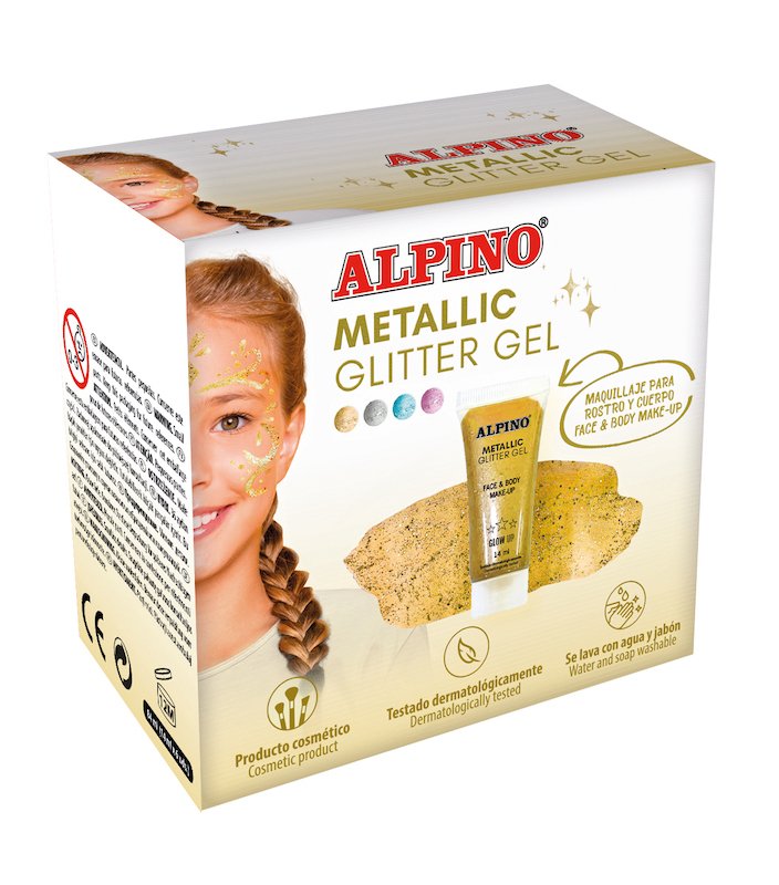 Alpino Gel Con Purpurina Metallic Glitter Caja 6u Oro