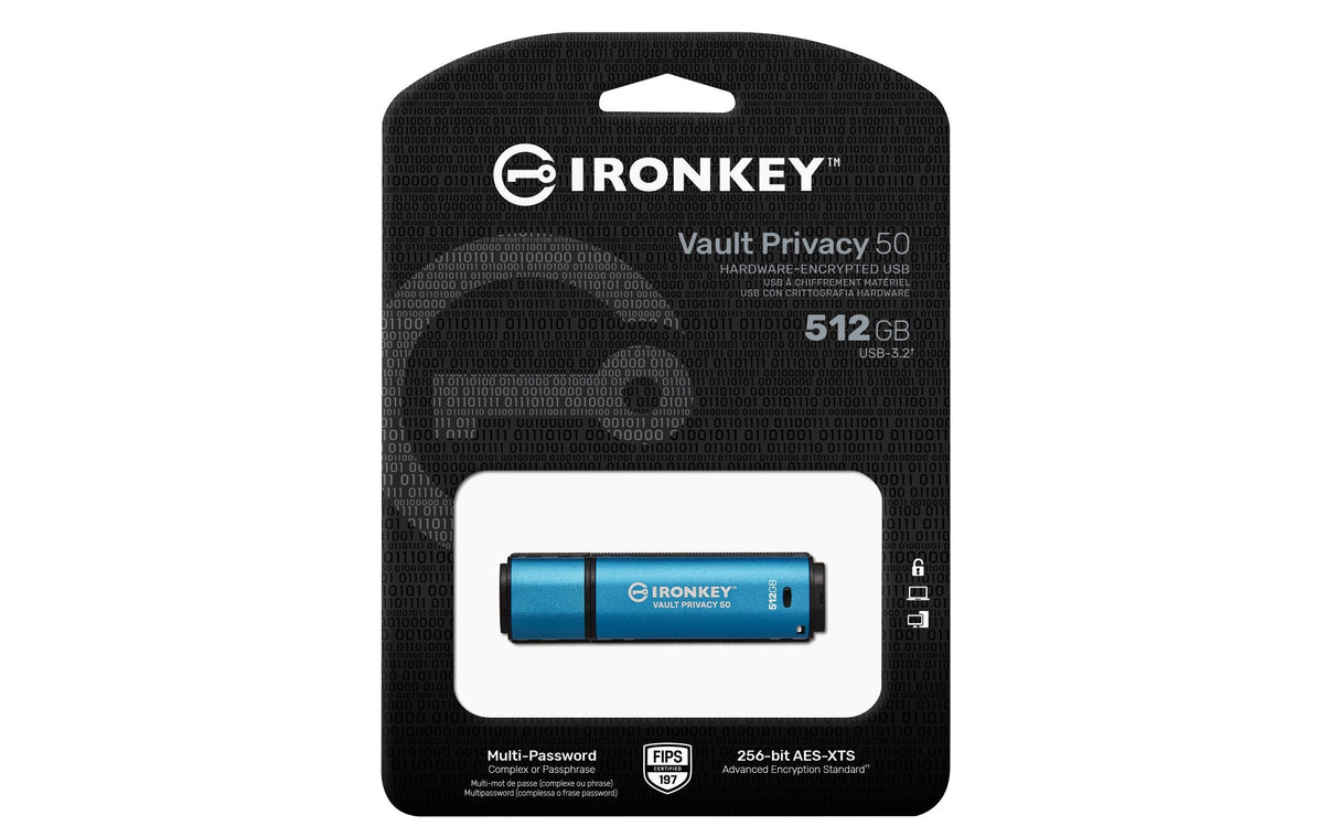 EAN 0740617338836 - Kingston Technology IronKey Vault Privacy 50 unidad flash USB USB tipo A 3.2 Gen 1 (3.1 Gen 1) Negro, Azu imagen 3