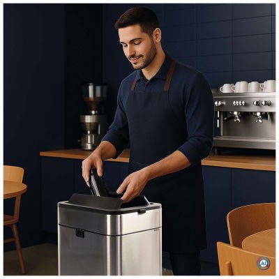 Maul Tret-Abfallbehälter Maulwing 40l Edelmahl Doppeldeckel