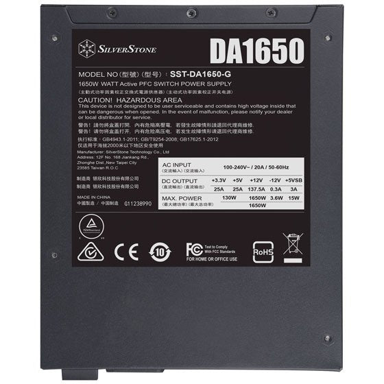 Fuente De Alimentación Silverstone Da1650 Gold, Atx Totalmente Modular 80 Plus Gold 1650w, Sst-Da1650-G