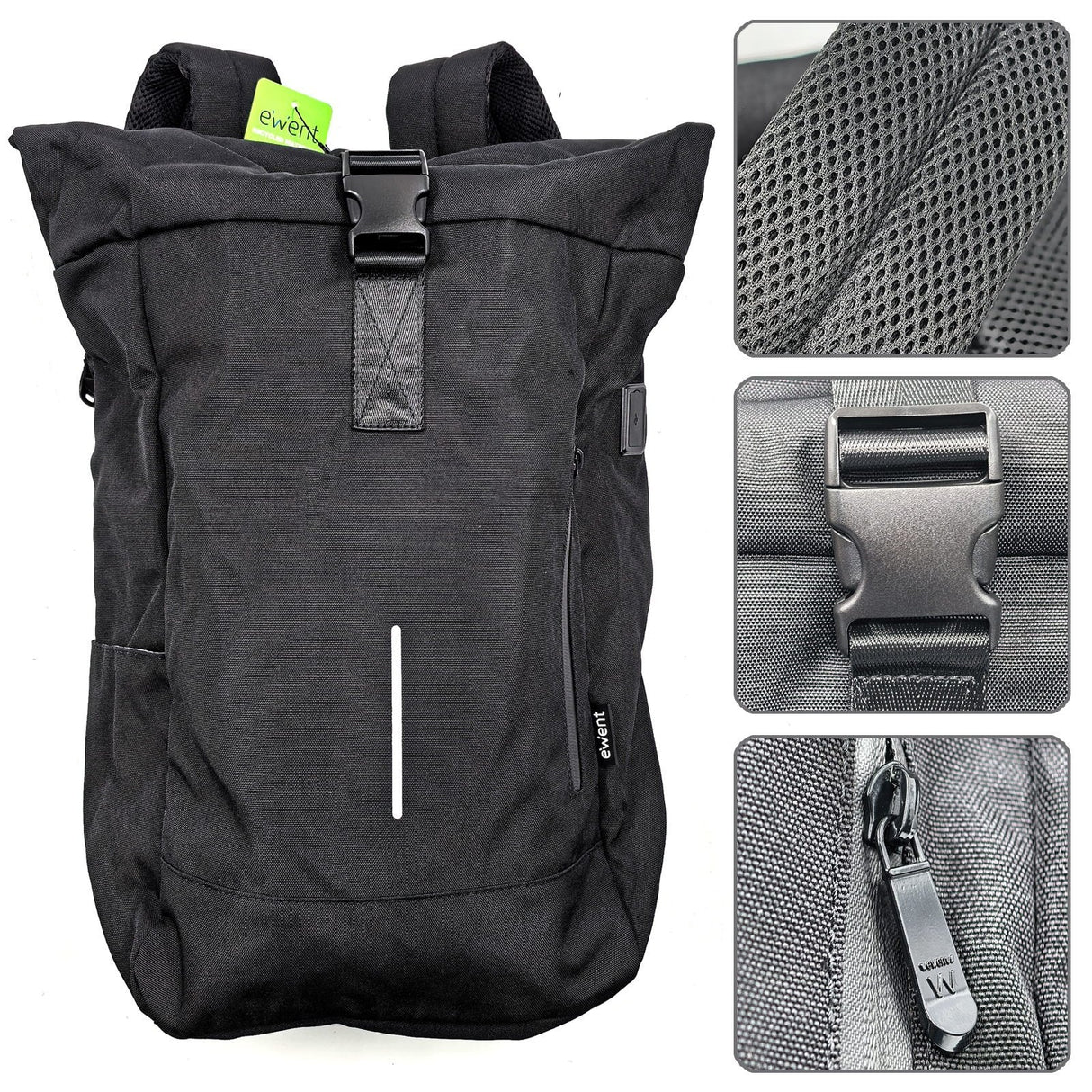 Mochila Unisex Ewent 17.3 " Trendy Roll Para Portátil  Negra