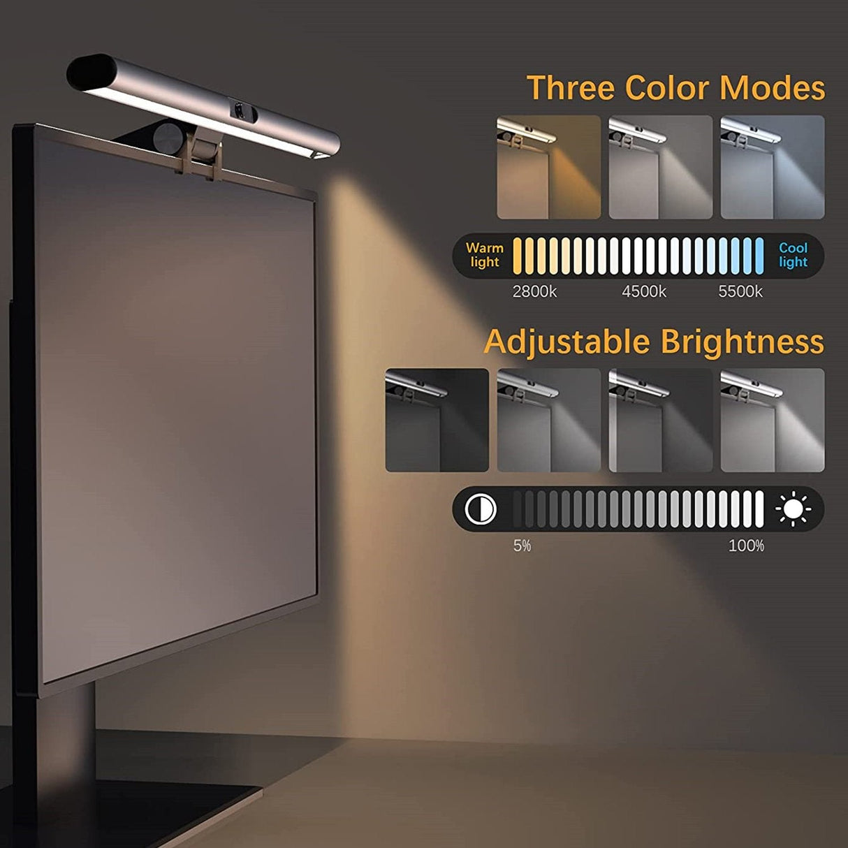 4smarts 2in1 Lampara Lightbar Pro Monitor Con Webcam Fullhd  Plata