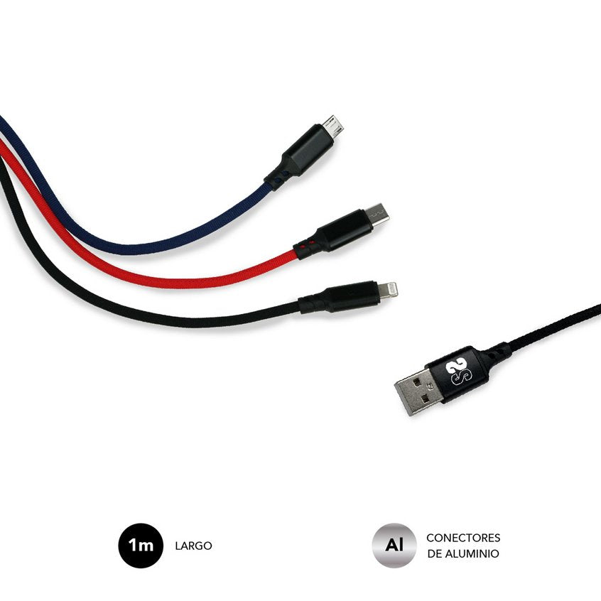 EAN 8436586740665 - SUBBLIM SUB-CAB-3IN101 cable USB USB 3.2 Gen 1 (3.1 Gen 1) 1 m USB A USB C/Micro-USB B/Lightning Negro, A imagen 8