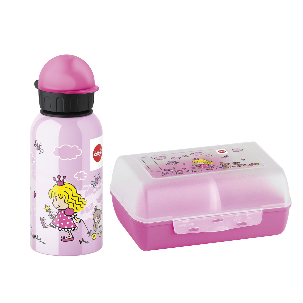 Emsa Kids Water Bottle 0,4l + Lunch Box Princess 518137 Set