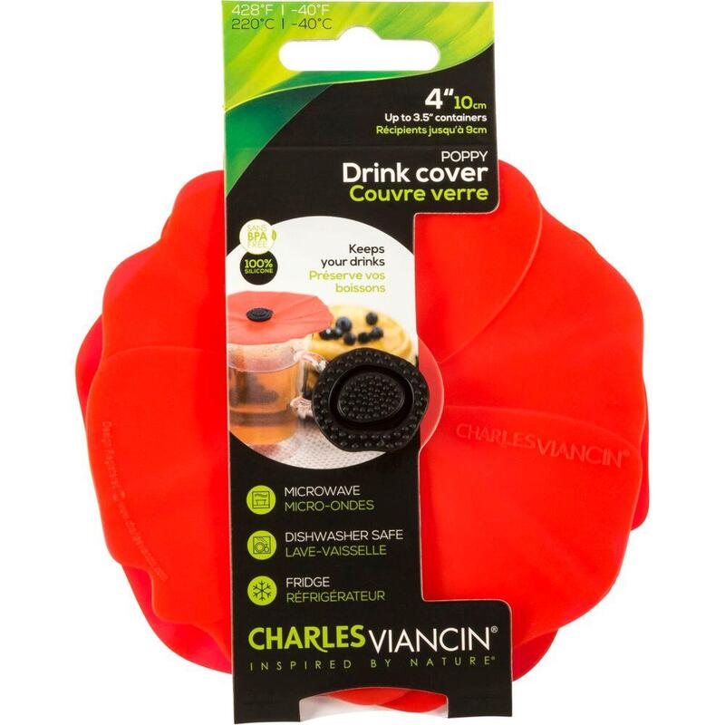 Charles Viancin Poppy 11,5 Cm 2 Silikon-Getränkedeckel Rot