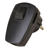 Clavija 2p+T Angular Negra Con Interruptor 3x1,5mm² 16a. Kopp