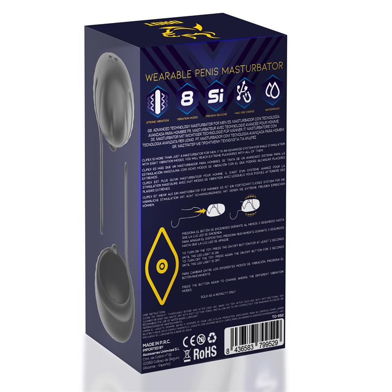 Clipex Masturbador Masculino Ajustable Con Sistema De Clip Silicona Premium Usb Magnético