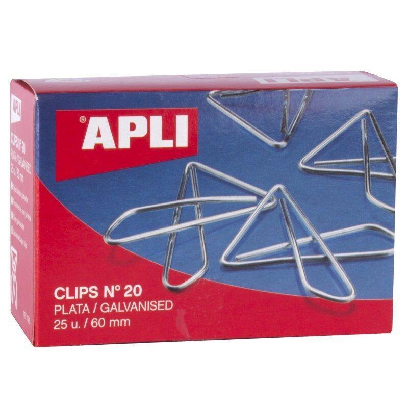 Clips Mariposa Nº20 Apli 11915/ 25 Unidades/ Plata