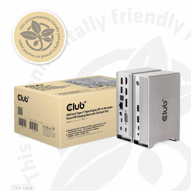 Club 3d Dockingstation - Usb-C - Vga, 2 X Hdmi, Dp