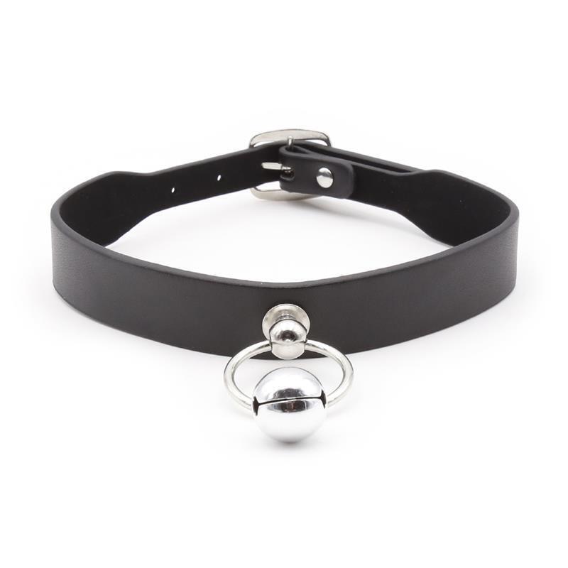 Collar Con Aro Y Cascabel Negro