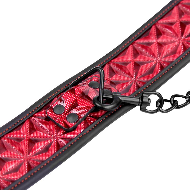 Collar Con Correa Ajustable Diamond Cuero Vegano