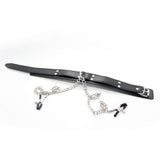 Collar Con Pezoneras Y Cadena De Metal Negro