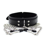 Collar Con Pezoneras Y Cadena De Metal Negro