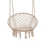 Columpio De Algodon Modelo Bali Con Flecos Ø82x123cm Color Crema