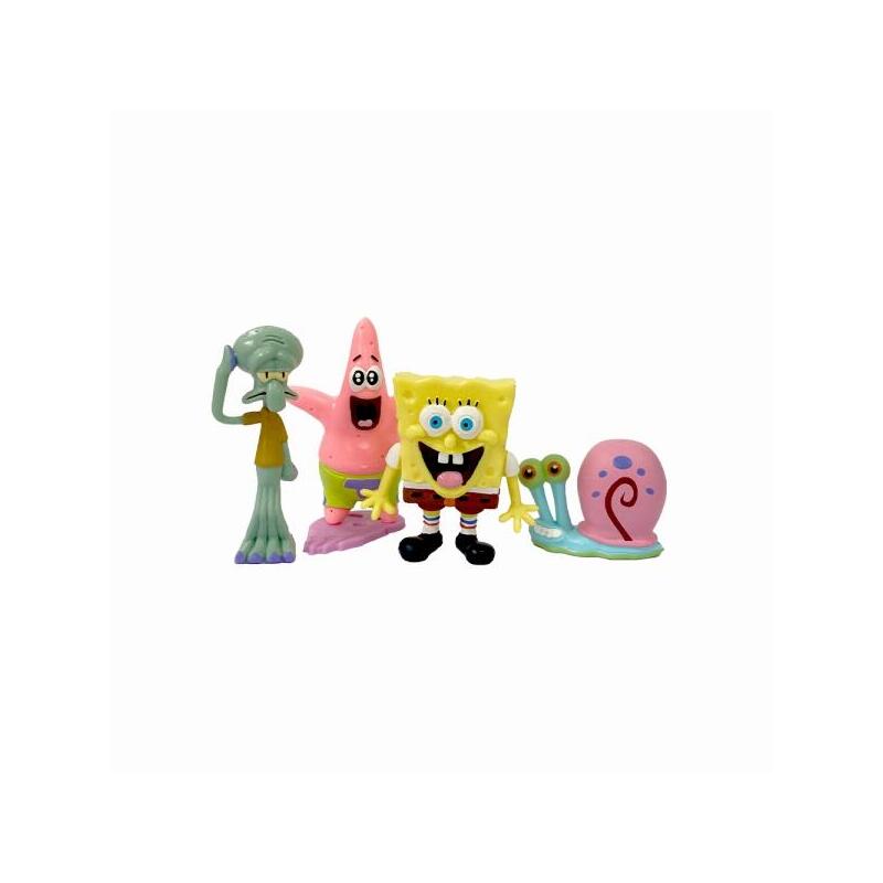 Comansi Set Familia Bob Esponja 4 Figuras Coleccionable Â - Bob Esponja, Calamardo, Patricio Y Don Cangrejo