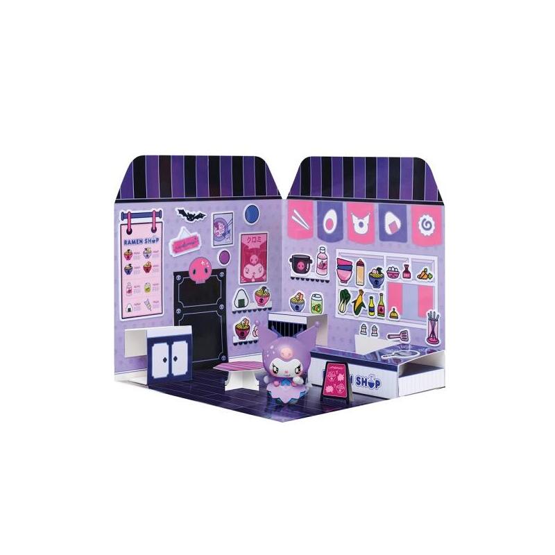 Comansi Sticker House Kuromi Ramen Shop - Incluye Figura - Stickers Lavables -  Escenario Adorable - Juego Creativo
