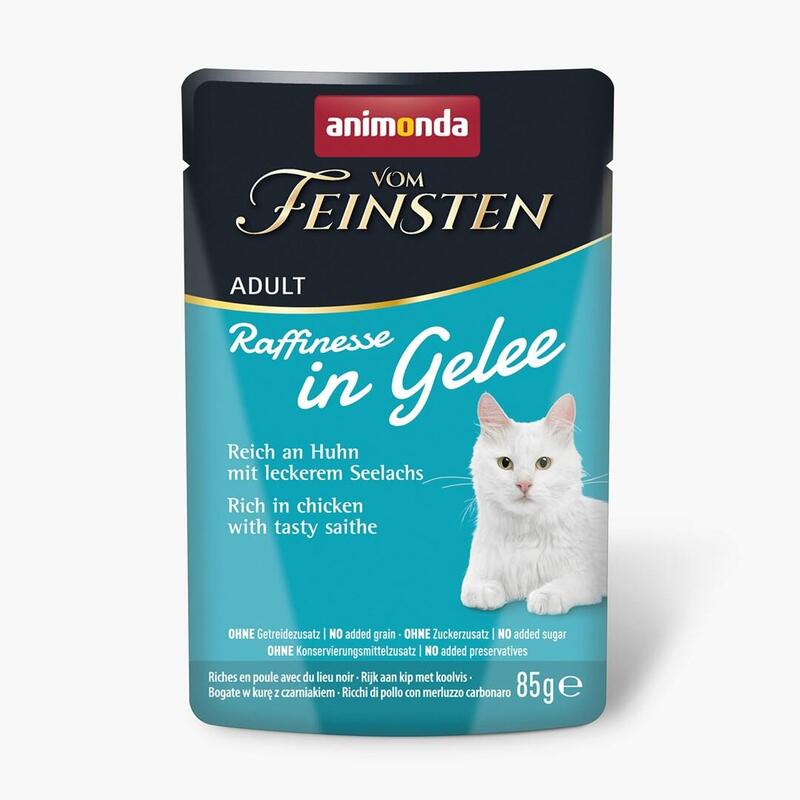 Comida Húmeda Para Gatos Animonda Vom Feinsten Adult Raffinesse En Gelatina Rica En Pollo Con Abadejo Negro  85g