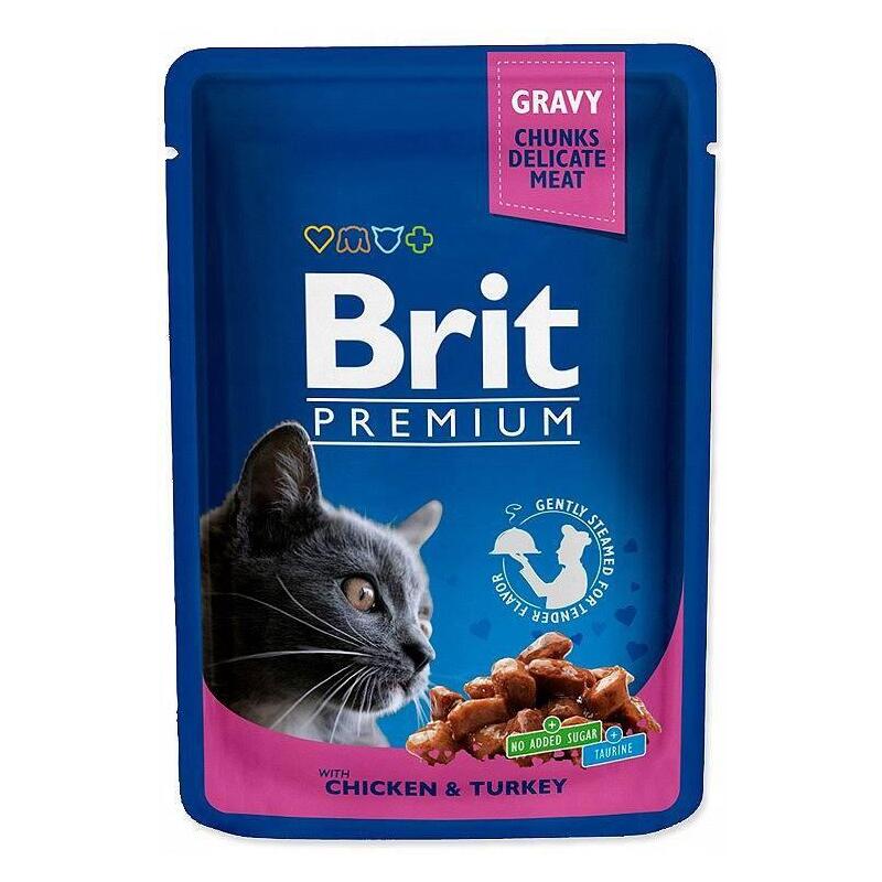 Comida Húmeda Para Gatos Brit Premium Pollo Y Pavo  100 G