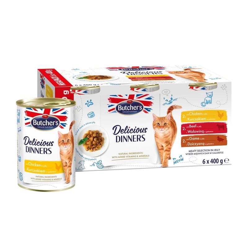 Comida Húmeda Para Gatos Butcher'S Delicious Dinners Meaty Selection In Jelly 6 X 400g