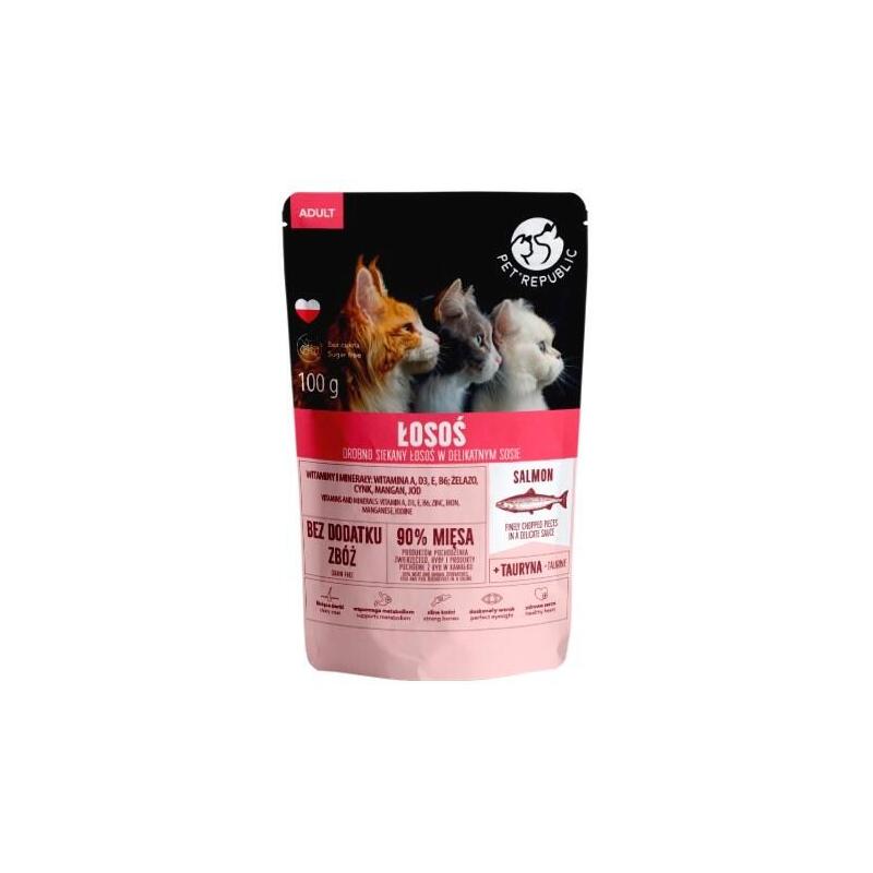 Comida Húmeda Para Gatos  Pet Republic Adult Salmón Finamente Picado  100 G