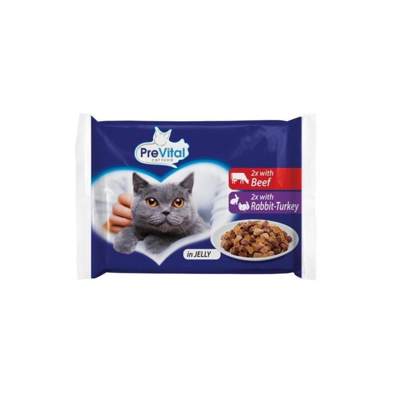 Comida Húmeda Para Gatos Prevital Beef And Turkey In Gravy  4 X 100g