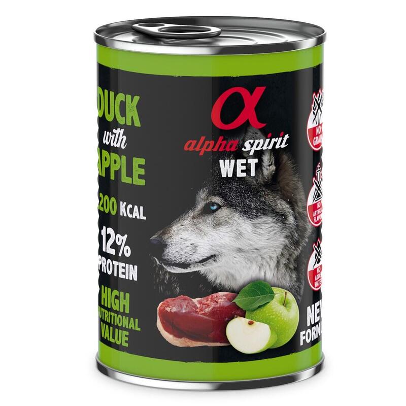 Comida Húmeda Para Perros Alpha Spirit Wet Pato Con Manzana  400g