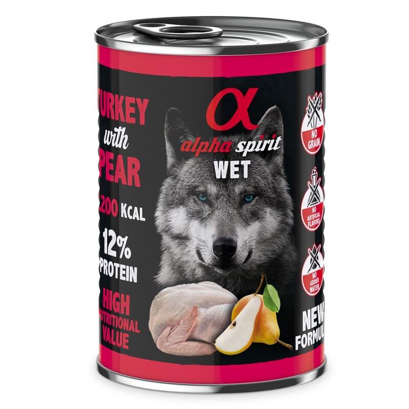 Comida Húmeda Para Perros Alpha Spirit Wet Pavo Con Pera  400g