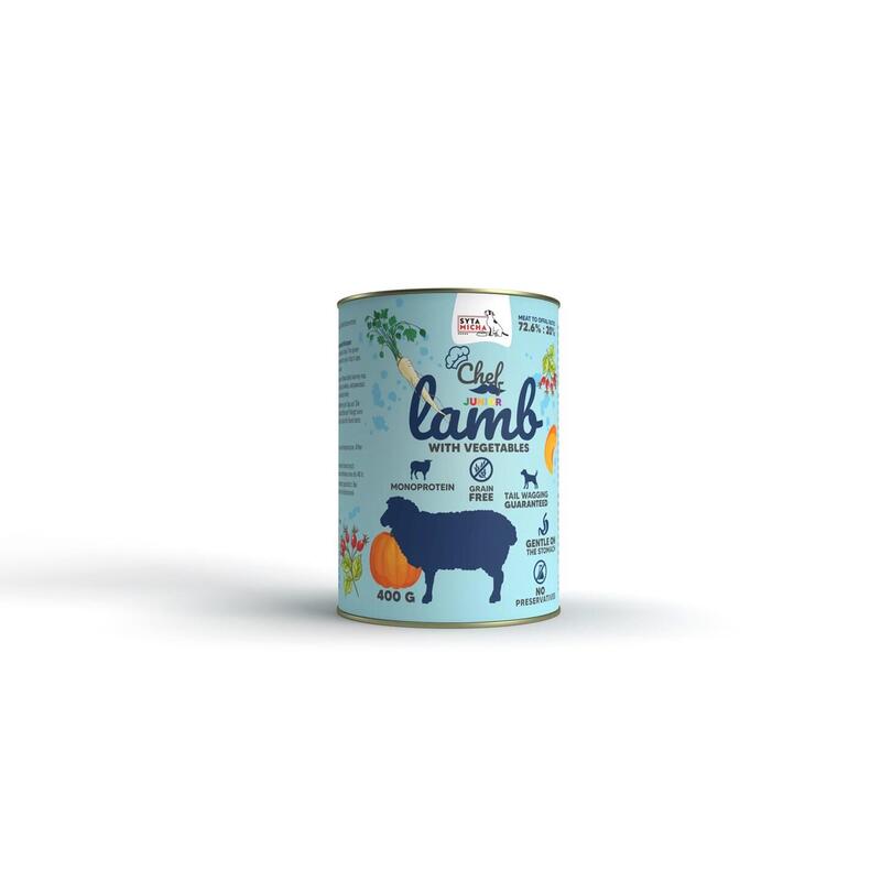 Comida Húmeda Para Perros Syta Micha Chef Junior Cordero Con Verduras  400g