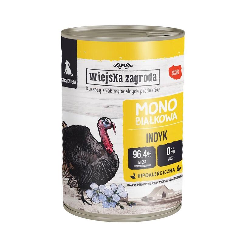 Comida Húmeda Para Perros Wiejska Zagroda Cachorros Monoprotein Pavo  400g